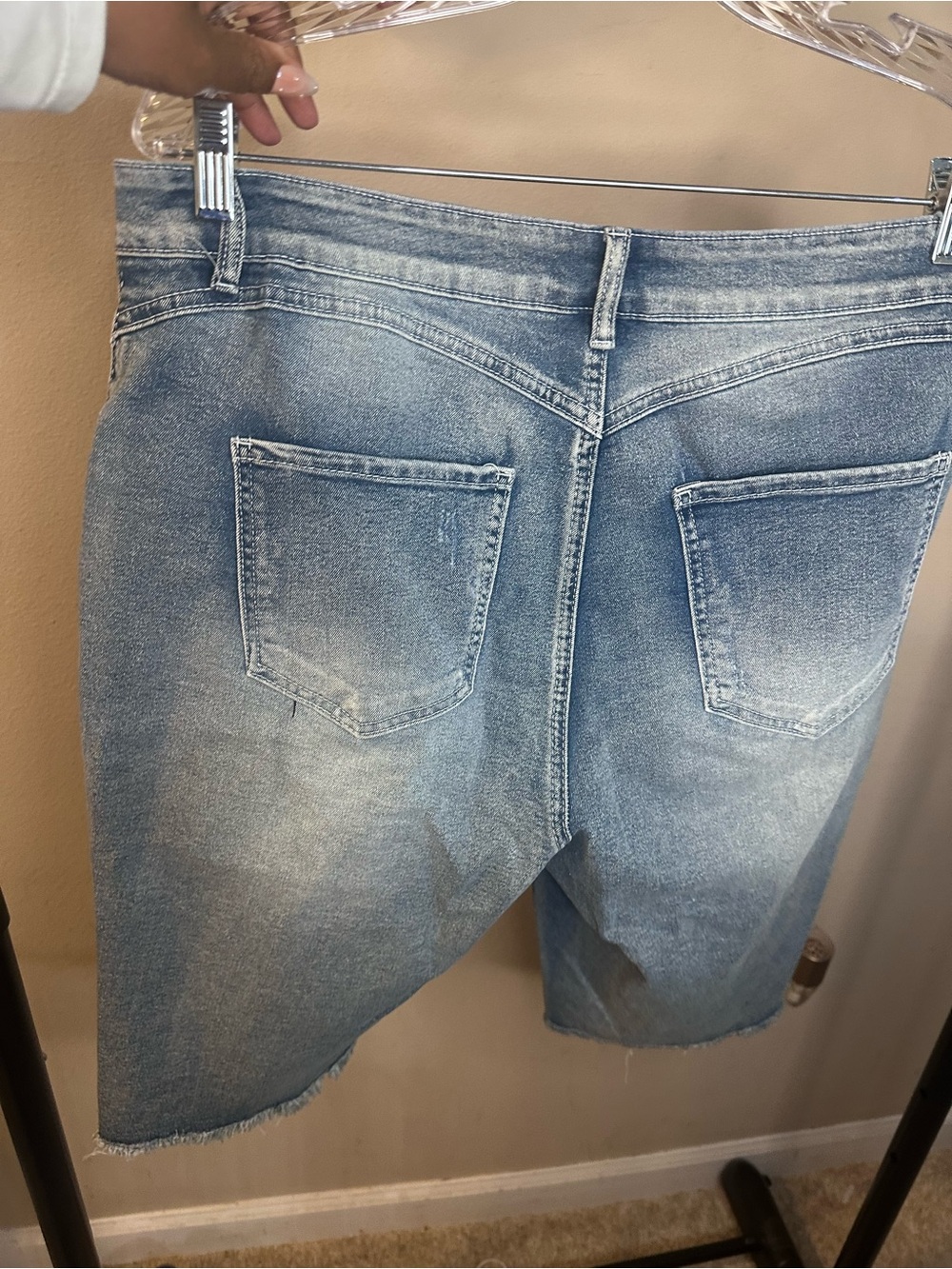 Fashion Nova Distressed Light Blue Denim Jean Shorts - Picture 2 of 4